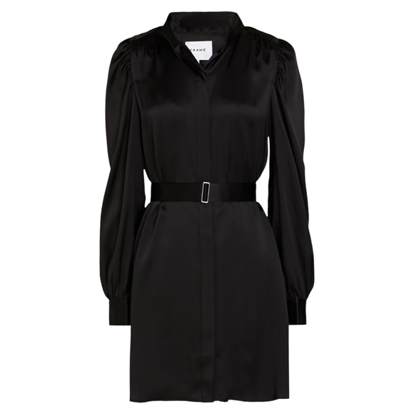 Frame Denim Dresses & Skirts - FRAME Gillian Silk Mini Shirt Dress Black Size Small NWT